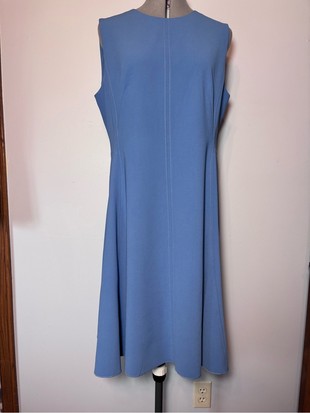 Tahari Sleeveless Midi Dress in Dusty Blue - size 14